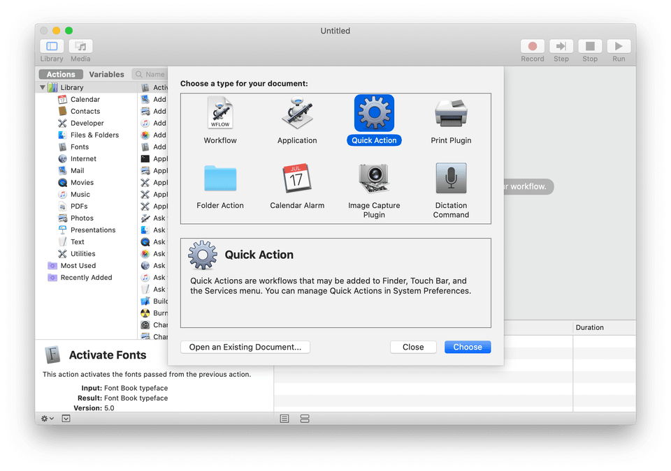 Automator screenshot